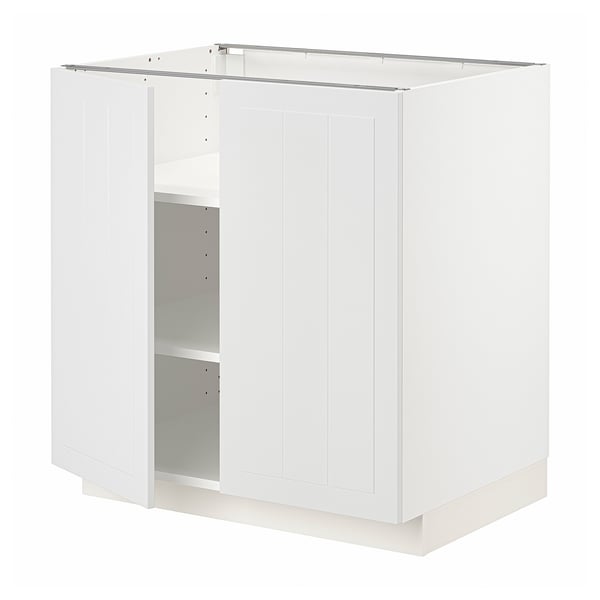 METOD base cabinet with shelves/2 doors, white/Stensund white, 80x60 cm