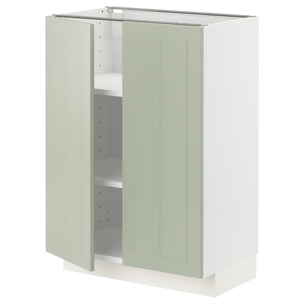 METOD base cabinet with shelves/2 doors, white/Stensund light green, 60x37 cm
