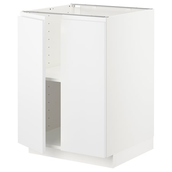 METOD base cabinet with shelves/2 doors, white/Voxtorp matt white, 60x60 cm