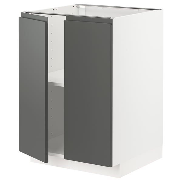 METOD - METOD Base cabinet with shelves/2 doors, white/Voxtorp dark grey, 60x60 cm