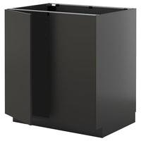 METOD base cabinet with shelves/2 doors, black-grey/Nickebo matt anthracite, 80x60 cm