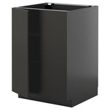 METOD base cabinet with shelves/2 doors, black-grey/Nickebo matt anthracite, 60x60 cm