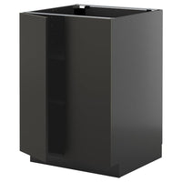 METOD base cabinet with shelves/2 doors, black-grey/Nickebo matt anthracite, 60x60 cm
