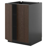 METOD base cabinet with shelves/2 doors, black-grey/Sinarp brown, 60x60 cm