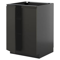 METOD base cabinet with shelves/2 doors, black-grey/Upplöv matt anthracite, 60x60 cm