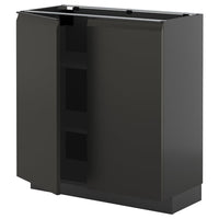 METOD base cabinet with shelves/2 doors, black-grey/Upplöv matt anthracite, 80x37 cm