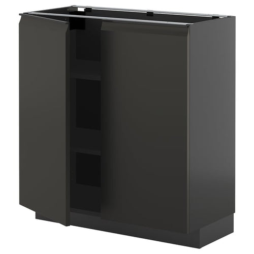 METOD - METOD Base cabinet with shelves/2 doors, black-grey/Upplöv matt anthracite, 80x37 cm