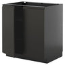 METOD base cabinet with shelves/2 doors, black-grey/Upplöv matt anthracite, 80x60 cm