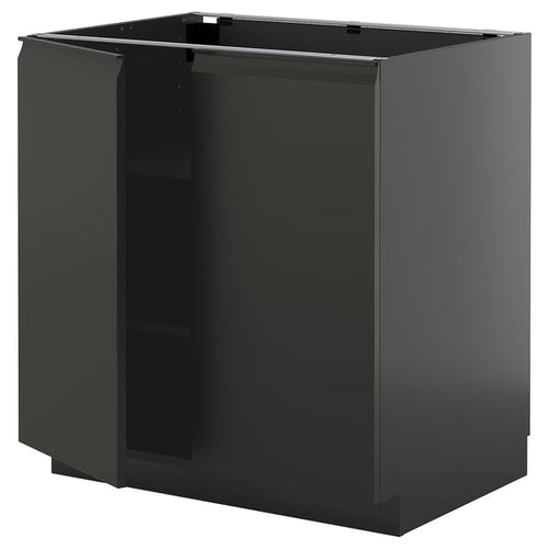 METOD base cabinet with shelves/2 doors, 80x60 cm