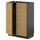 METOD - METOD Base cabinet with shelves/2 doors, black-grey/Voxtorp oak effect, 60x37 cm