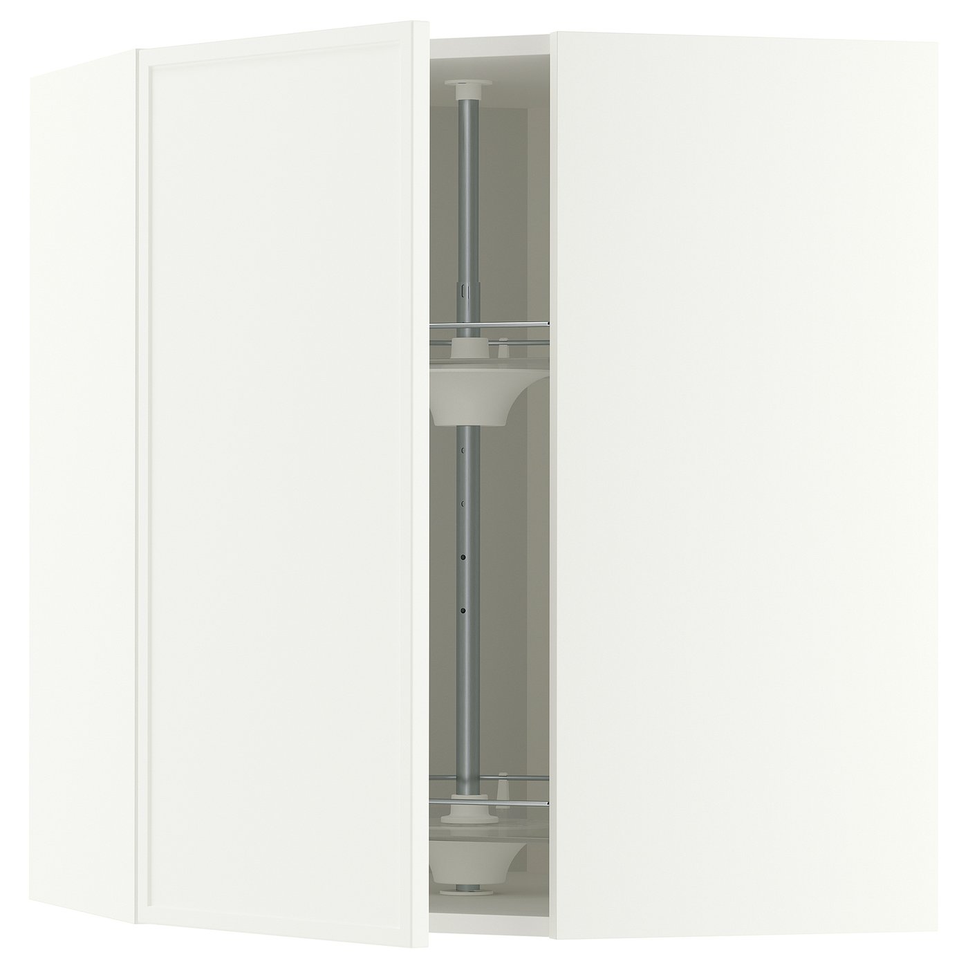 METOD corner wall cabinet with carousel, white/Aspudden matt white, 68x80 cm