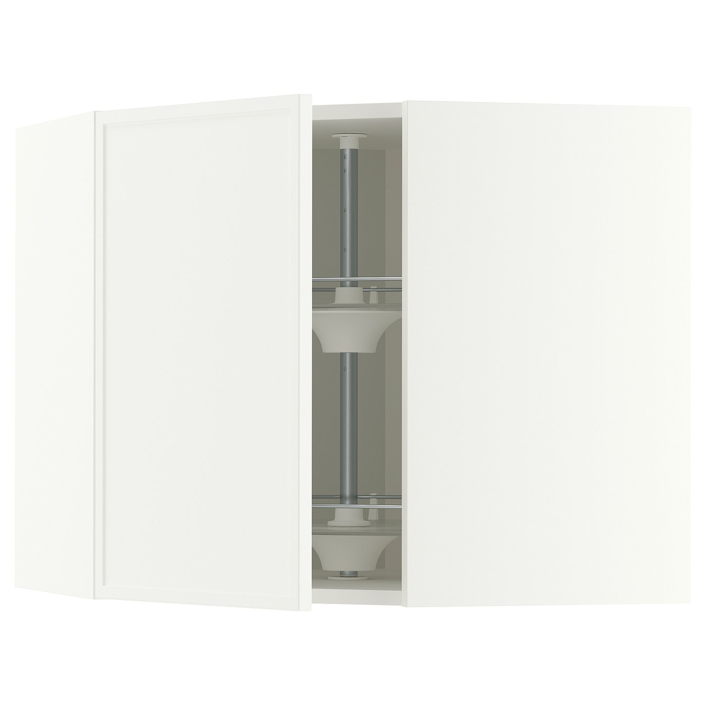 METOD corner wall cabinet with carousel, white/Aspudden matt white, 68x60 cm