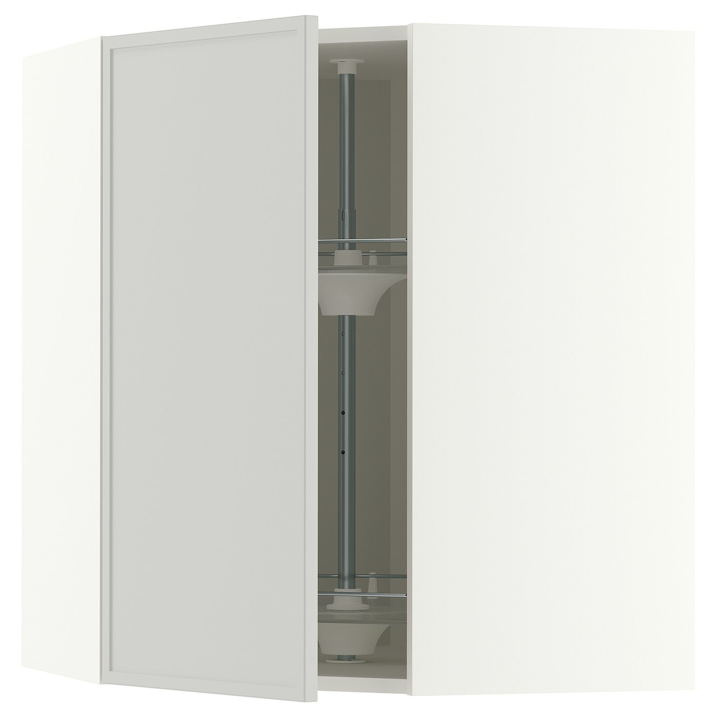 METOD corner wall cabinet with carousel, white/Aspudden light grey, 68x80 cm