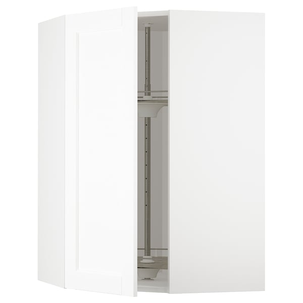 METOD - METOD Corner wall cabinet with carousel, white Enköping/white wood effect, 68x100 cm