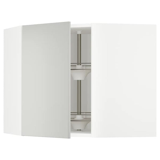 Ikea METOD - Corner wall cabinet with carousel, white/Havstorp light grey, 68x60 cm