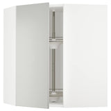METOD corner wall cabinet with carousel, white/Havstorp light grey, 68x80 cm