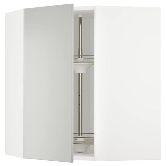 Ikea METOD - Corner wall cabinet with carousel, white/Havstorp light grey, 68x80 cm