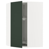 METOD corner wall cabinet with carousel, white/Havstorp deep green, 68x100 cm