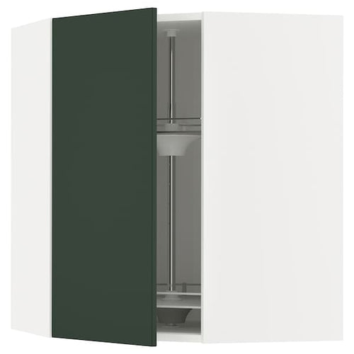METOD corner wall cabinet with carousel, white/Havstorp deep green, 68x80 cm
