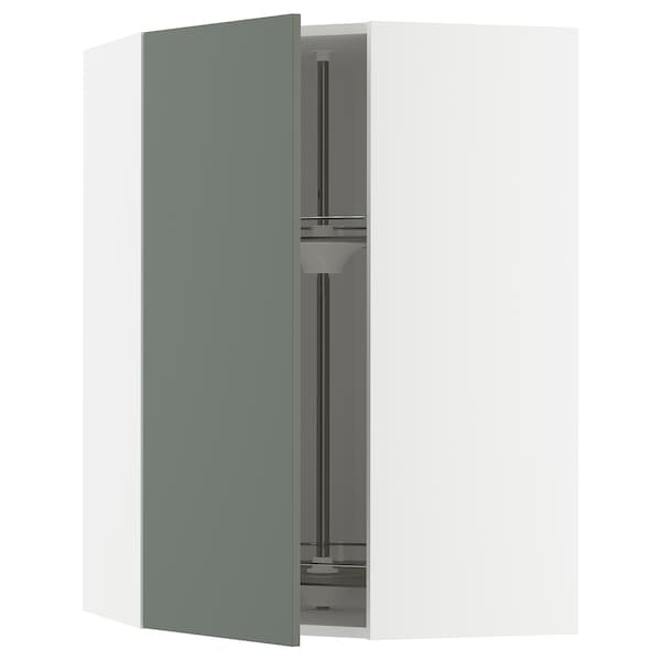Ikea METOD - Corner wall cabinet with carousel, white/Nickebo matt grey-green, 68x100 cm