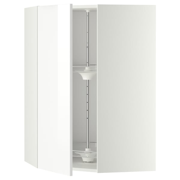METOD corner wall cabinet with carousel, white/Ringhult white, 68x100 cm