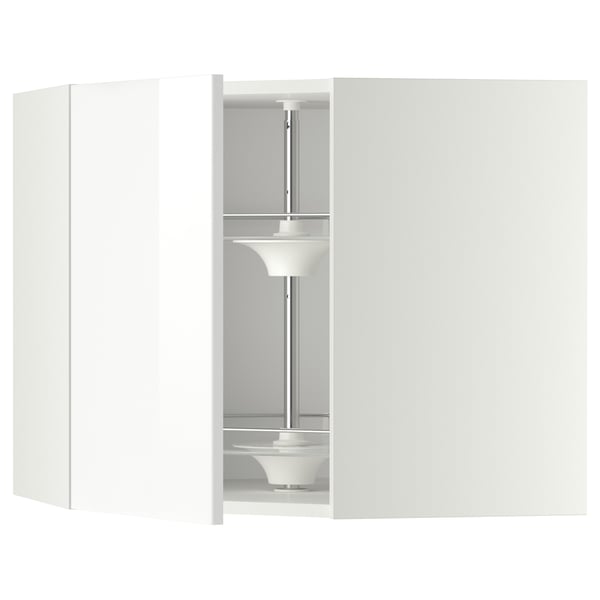 METOD - METOD Corner wall cabinet with carousel, white/Ringhult white, 68x60 cm