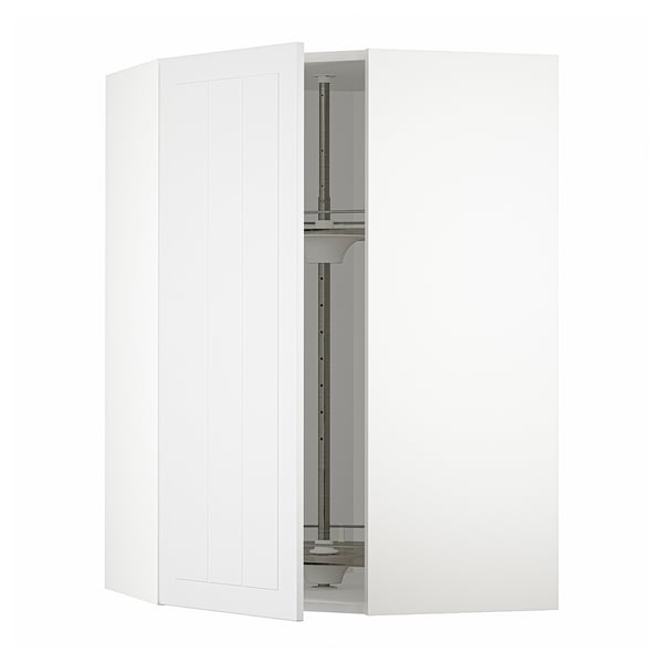 METOD corner wall cabinet with carousel, white/Stensund white, 68x100 cm
