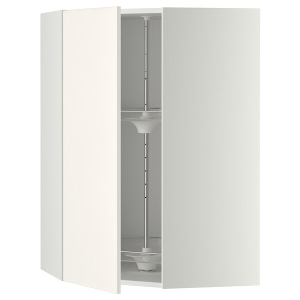 METOD - Corner wall cabinet with carousel, white/Veddinge white, 68x100 cm