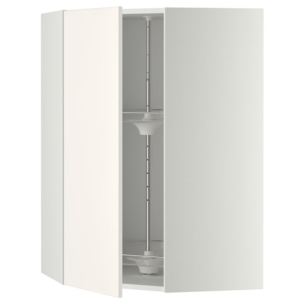 METOD corner wall cabinet with carousel, white/Veddinge white, 68x100 cm