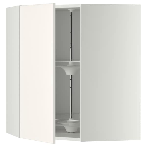 METOD - Corner wall cabinet with carousel, white/Veddinge white, 68x80 cm