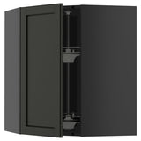 METOD corner wall cabinet with carousel, black-grey/Lerhyttan black stained, 68x80 cm
