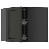 METOD corner wall cabinet with carousel, black-grey/Lerhyttan black stained, 68x60 cm