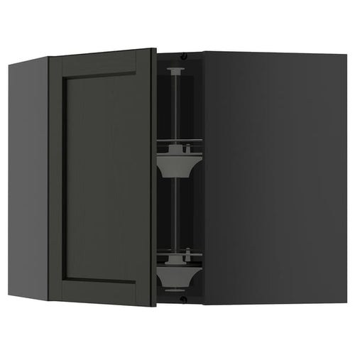 METOD Corner cabinet/swivel unit, black-grey/Lerhyttan mordant black, 68x60 cm