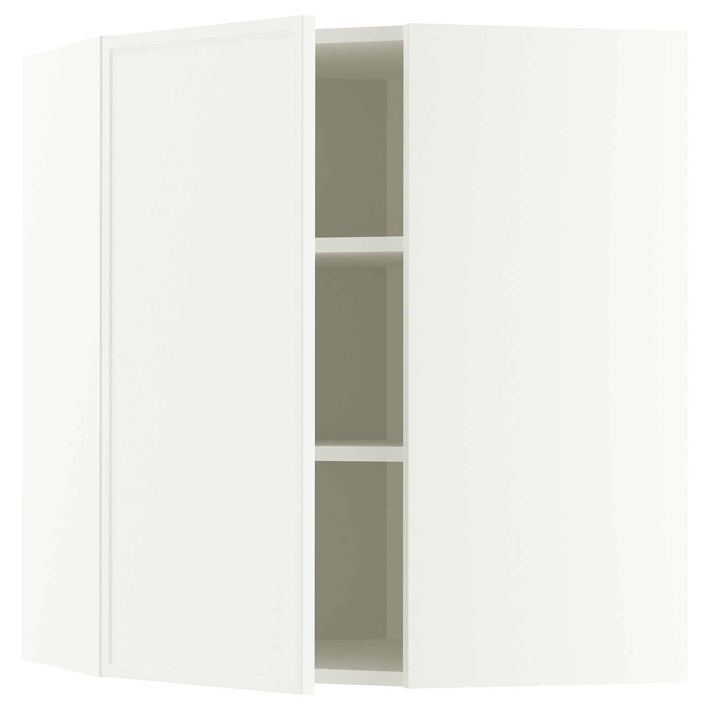 METOD corner wall cabinet with shelves, white/Aspudden matt white, 68x80 cm