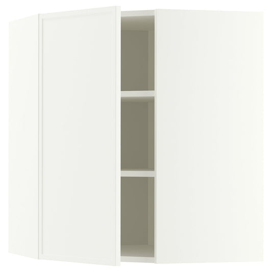 METOD corner wall cabinet with shelves, white/Aspudden matt white, 68x80 cm