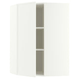 METOD corner wall cabinet with shelves, white/Aspudden matt white, 68x100 cm