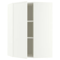 METOD corner wall cabinet with shelves, white/Aspudden matt white, 68x100 cm