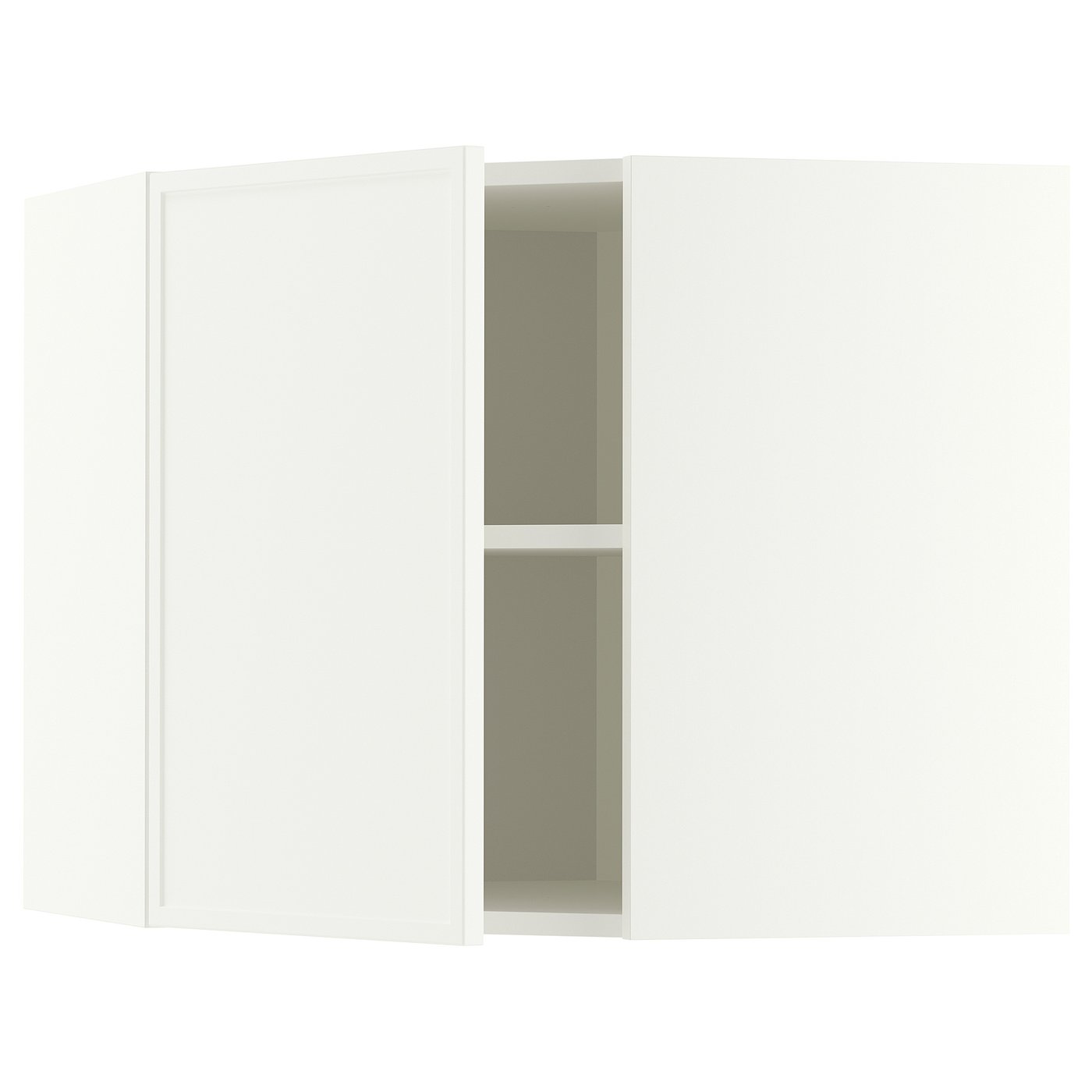 METOD corner wall cabinet with shelves, white/Aspudden matt white, 68x60 cm