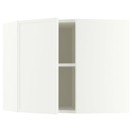 METOD corner wall cabinet with shelves, white/Aspudden matt white, 68x60 cm