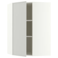 METOD corner wall cabinet with shelves, white/Aspudden light grey, 68x100 cm