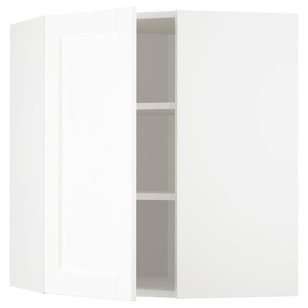 METOD corner wall cabinet with shelves, white Enköping/white wood effect, 68x80 cm