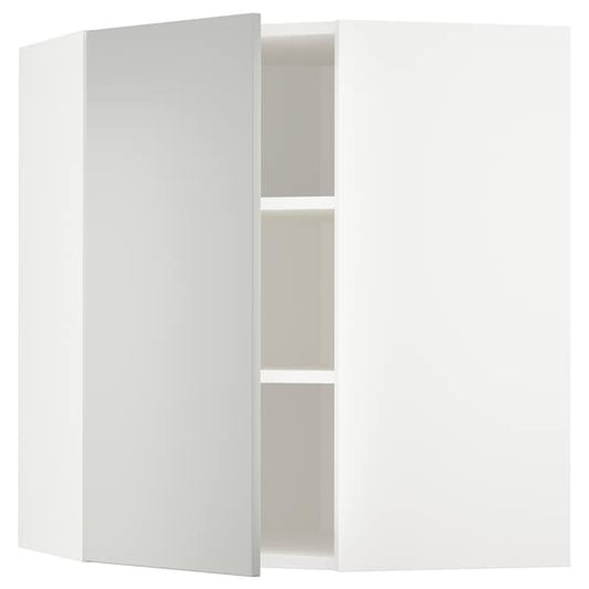 Ikea METOD - Corner wall cabinet with shelves, white/Havstorp light grey, 68x80 cm