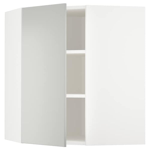 METOD corner wall cabinet with shelves, white/Havstorp light grey, 68x80 cm