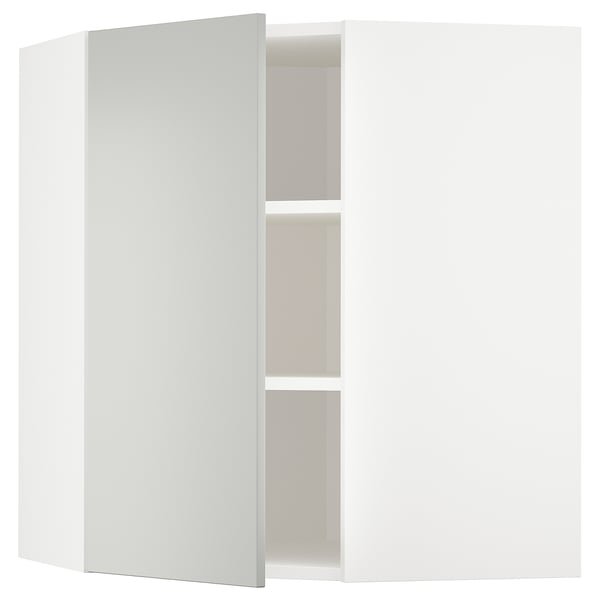 METOD corner wall cabinet with shelves, white/Havstorp light grey, 68x80 cm