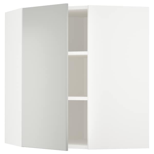 METOD - Corner wall cabinet with shelves, white/Havstorp light grey, 68x80 cm