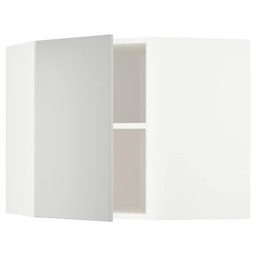 METOD corner wall cabinet with shelves, white/Havstorp light grey, 68x60 cm