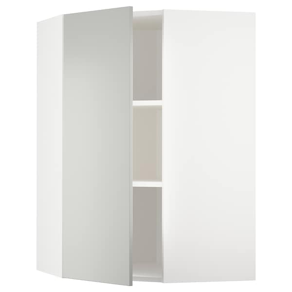 METOD - Corner wall cabinet with shelves, white/Havstorp light grey, 68x100 cm