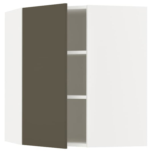 Ikea METOD - Corner wall cabinet with shelves, white/Havstorp brown-beige, 68x80 cm