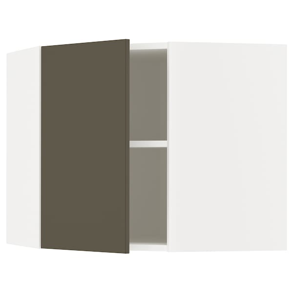 Ikea METOD - Corner wall cabinet with shelves, white/Havstorp brown-beige, 68x60 cm