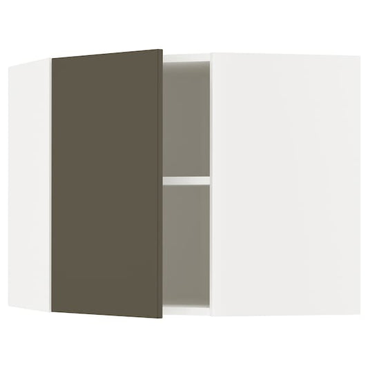 Ikea METOD - Corner wall cabinet with shelves, white/Havstorp brown-beige, 68x60 cm